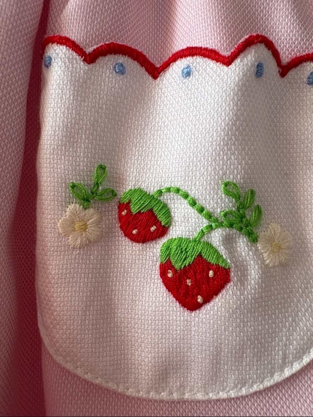 THE PROPER PEONY - Pink Baby Bubble Romper with Strawberry Pockets - Picture 7 of 10